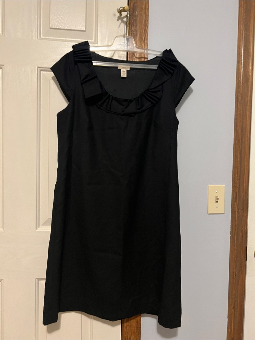 J. Crew Black Pleated-Ruffle Neck Mini Dress